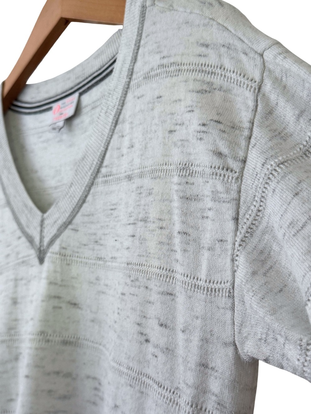 Talbots O Oprah Magazine V Neck Tunic White Gray Striped Sweater Side Snap Hem M - Picture 5 of 8